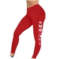 thumbnail image 5 of Feancey Sales of The Day Clearance Prime Leggings for Women High Waist Casual Valentines Day Workout Pants Novelty Heart Print Stretchy Tummy Control Tights Seamless Butt Lift Yoga Pant Red M, 5 of 7