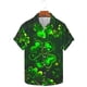 thumbnail image 2 of Ceisia Men's St. Patrick's Day Halo Four-Leaf Clover Print Short Sleeve Turndown Collar Stretch Casual Shirt Dark Gray XL Gifts, 2 of 5