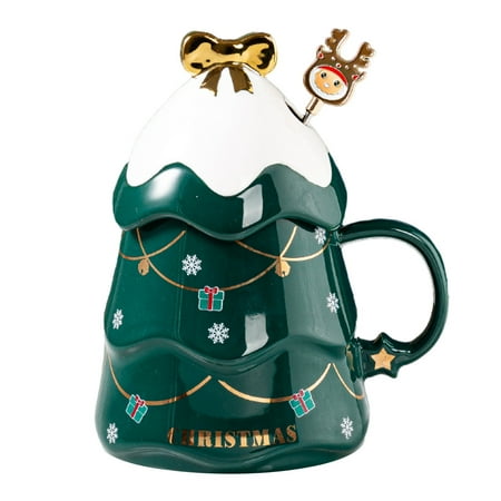 

1 Set Adorable Christmas Gift Mug Christmas Tree Shaped Ceramic Cup for Party