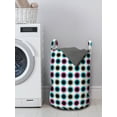 thumbnail image 3 of Geometrical Laundry Bag, Colorful Weathered Repeated Plenitude Polka Spots Dots Nested Circles Artwork, Basket with Handles Drawstring Closure for Laundromats, 13" x 19", Multicolor, by Ambesonne, 3 of 4