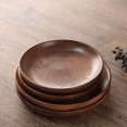 thumbnail image 5 of KALLORY Japanese Style Round Walnut Wood Serving Plate Tableware Set, 5 of 6