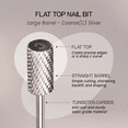 thumbnail image 3 of USA PANA 3/32" Silver Shank Size Professional - Flat Top Large Barrel Head - Nail Carbide Bit for Dremel Machine (Coarse,Silver), 3 of 5