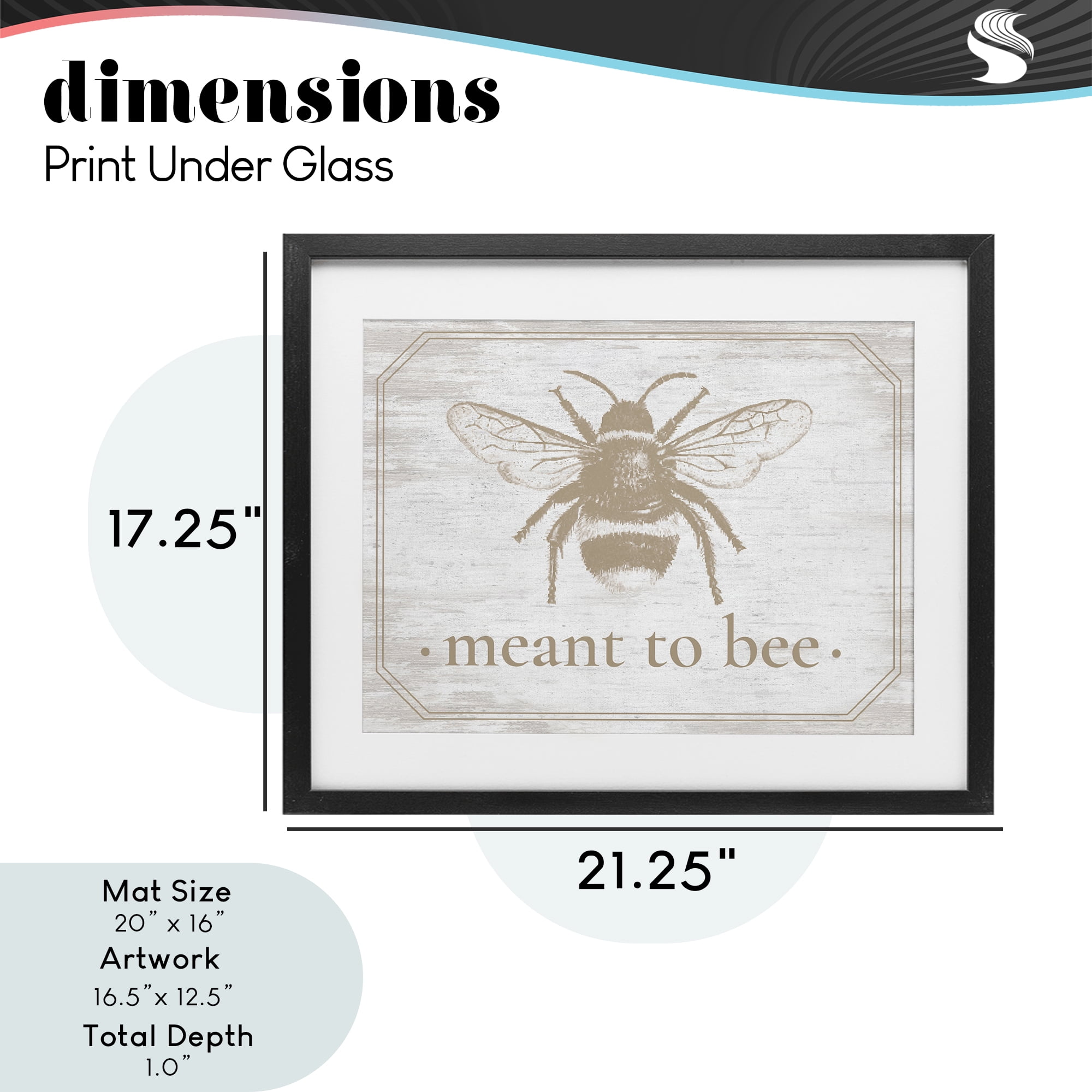 Meant To Bee Rustic Border Black Framed Print Under Glass, design by Lettered and Lined