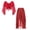 Red, variant on Womens Belly Dance Outfits Flare Sleeve Crop Tops with Sequin Irregular Hem Skirts Set White One Size