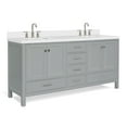 thumbnail image 2 of ARIEL Cambridge 73 Inch Double Rectangle Sink Vanity With White Quartz Countertop In Grey, 2 of 7