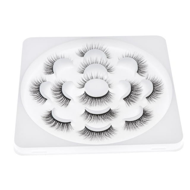 7 pes de pestañas postizas 3D naturales , pestañas suaves tenues pa maquillaje 1 shamjiam Pestañas falsas falsas