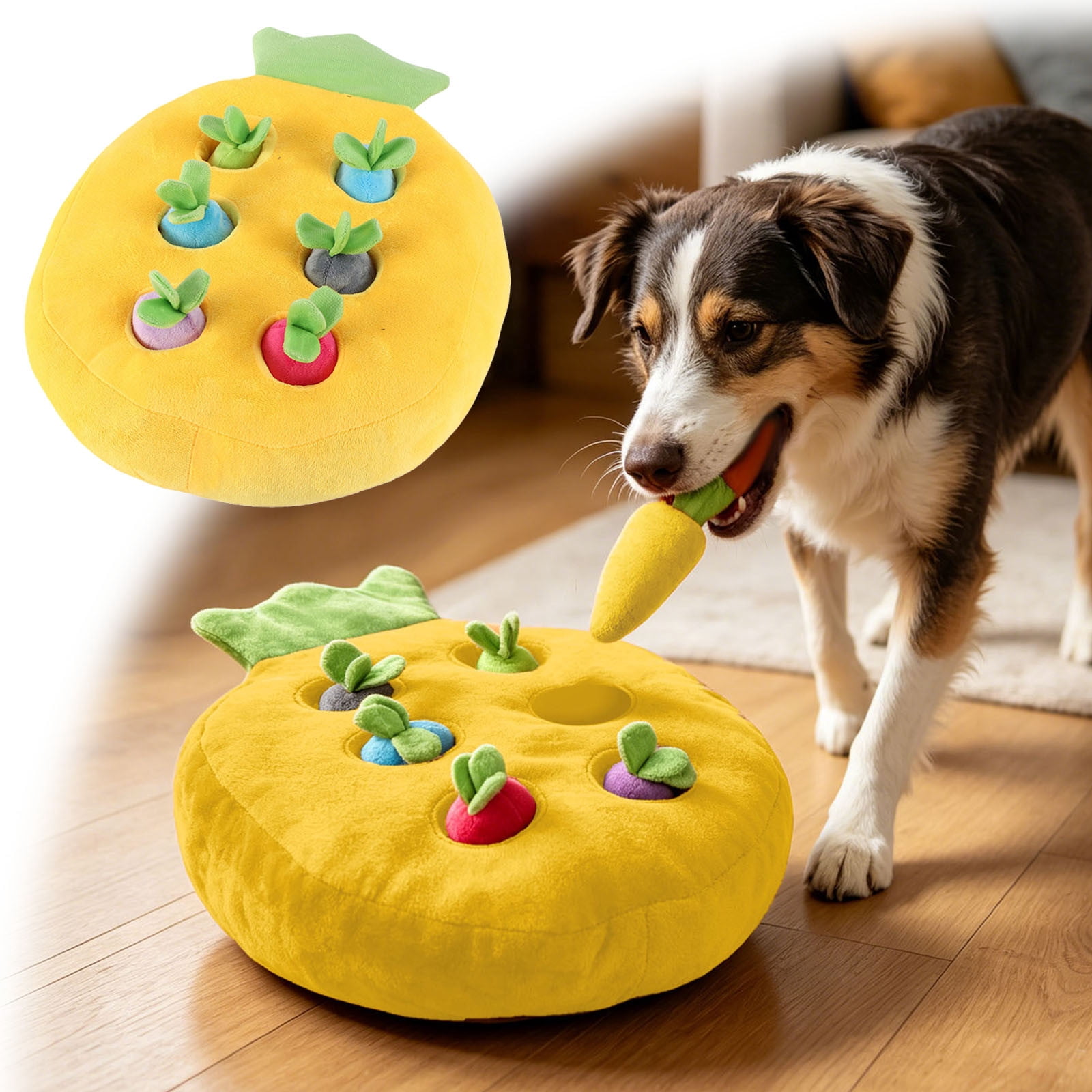 Interactive Dog Puzzle Toy Plush Carrot Patch Snuffle Toy Hide-and-Seek Vegetables Toy for Dogs Cats Enrichment Chewing Slow Feeding Game