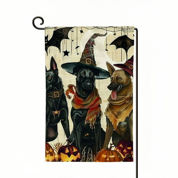 Halloween Garden Flag Dogs Double Sided Outside, Day of the Dead Party Yard Outdoor Decorative Flag