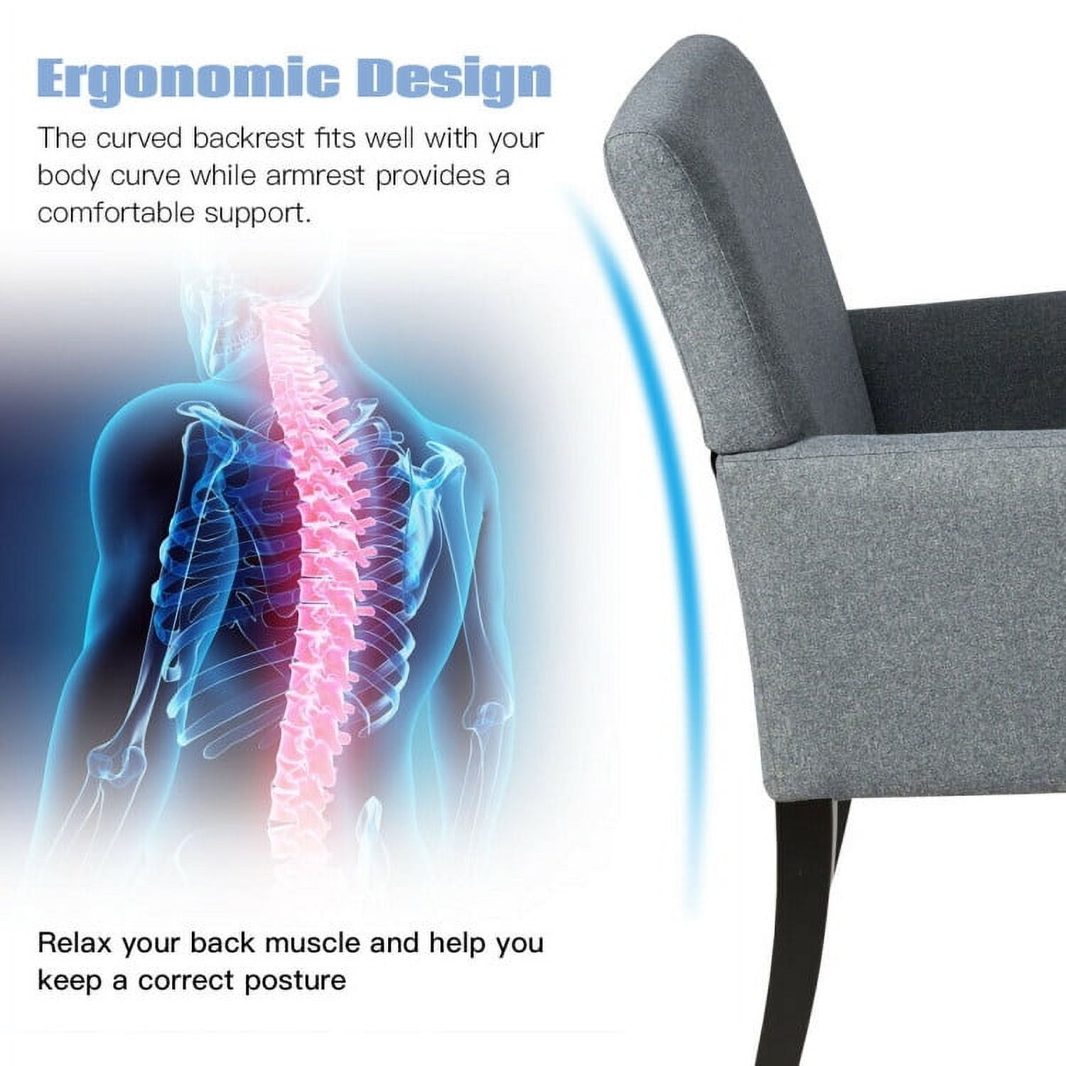 Finihen Executive Guest Chair, Reception Waiting Room Arm Chair, Upholstered Reception Chair with Padded Arms, Backrest, for Meeting Room, Conference Room Chairs, Gray Finihen Executive Guest Chair, Reception Waiting Room Arm Chair, Upholstered Reception Chair with Padded Arms, Backrest, for Meeting Room, Conference Room Chairs, Gray