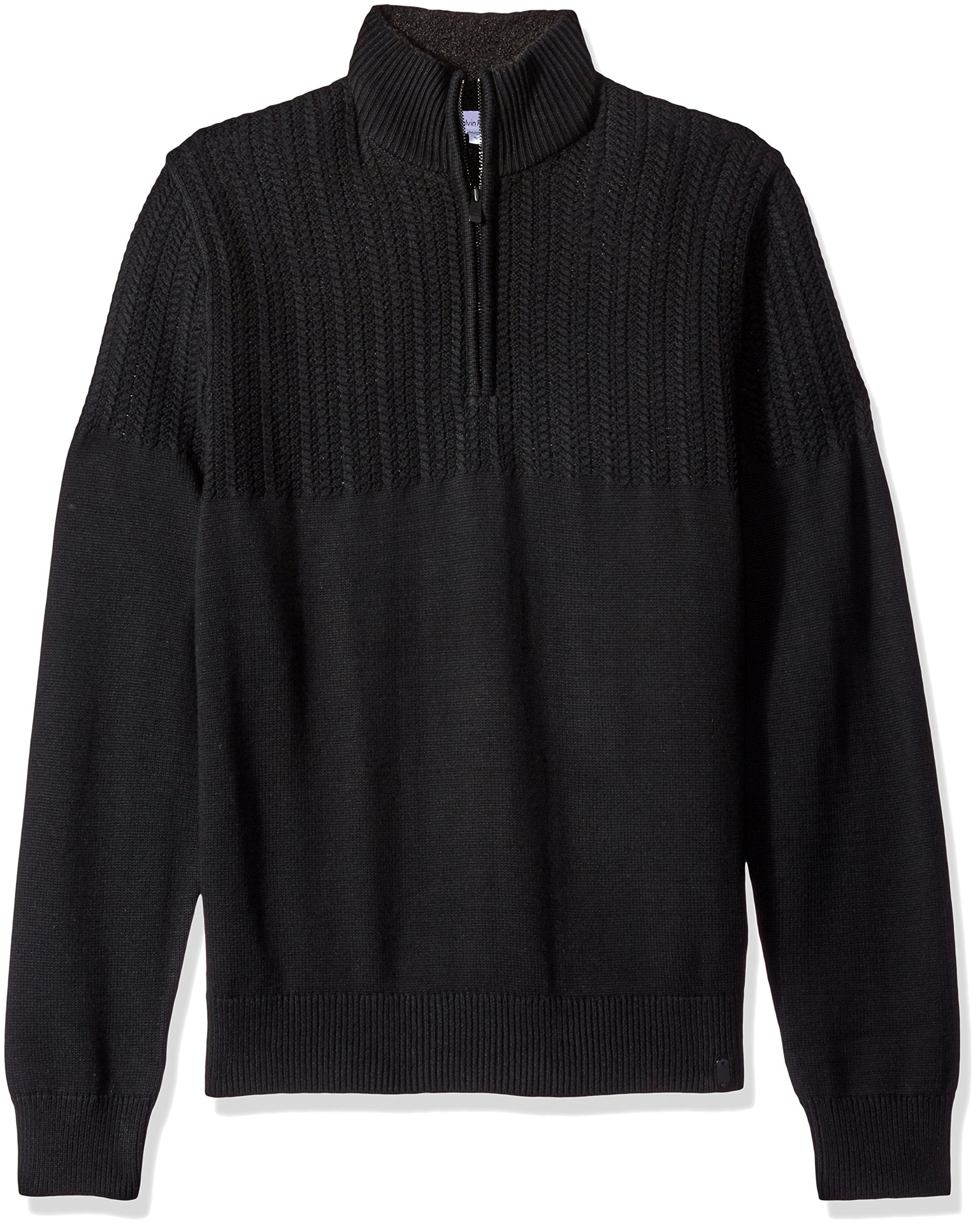 Calvin Klein NEW Black Mens Size Small S 1/2 Zip Mock-Neck Knit Sweater ...