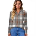 thumbnail image 4 of Women's Polo Shirt Long Sleeve Tops Collared Button Down Golf Tee Casual Spring Summer Work T Shirts Gray XL, 4 of 4