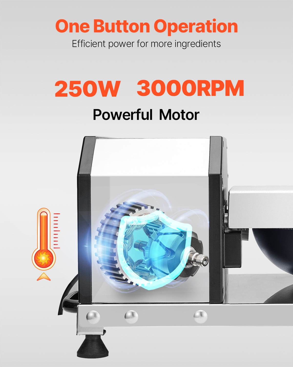 KFFKFF 3000RPM Commercial Food Processor Stainless Steel Grain Grinder 250W Electric Food Cutter for Vegetables Fruits