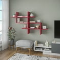 thumbnail image 3 of Ada Home Decor Furniture 59" 3 Tier Burgundy Warren Modern Wall Shelf, 3 of 7