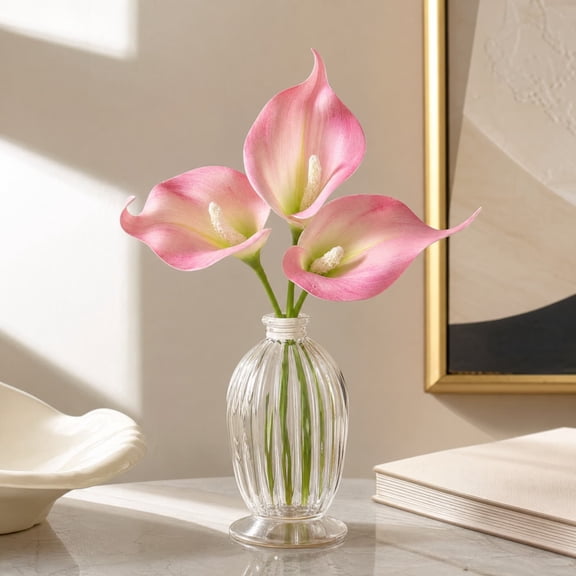 Dalxymotic Artificial Lily Flower Stems, Wrinkle Free Floral Vase Stem, Home Wedding Table Decor, Realistic Lily Flower Arrangement for Vase, Home, Table, Wedding, Centerpiece