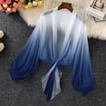 thumbnail image 2 of Htigea Chiffon Cardigan for Woman Long Sleeve Open Tie Front Shrug Tops Lightweight Short Swimwear Cover Ups Blue M, 2 of 7