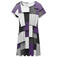 thumbnail image 3 of Abstract Geometric Art, Purple Black Grey Sundress Short Sleeve Dress Summer Women Clothes Dress for Women Dresses, 3 of 7