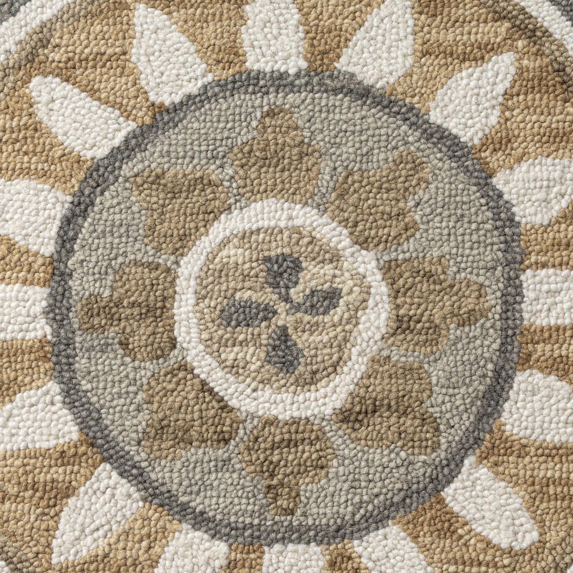 Ox Bay Ella 6' Round Silver Gray/Ivory Floral Wool Indoor Area Rug
