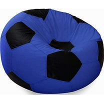 Ample Decor Soccer Leatherette Bean Bag Cover (Filler Not Included), Double Stitched, Ideal for Children and Teenagers - Blue & Black