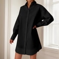 thumbnail image 2 of Casual Loose Fit Long Sleeve Shirt Pure Color Lapel Blouse Versatile Wear Elegant Basic, 2 of 6
