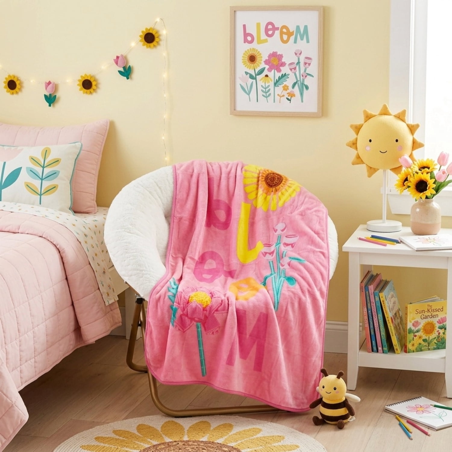LEGO® Floral(s) Quilted Floral Kids Throw Blanket, Coral Fleece, Pink, 46 x 60, LEGO®