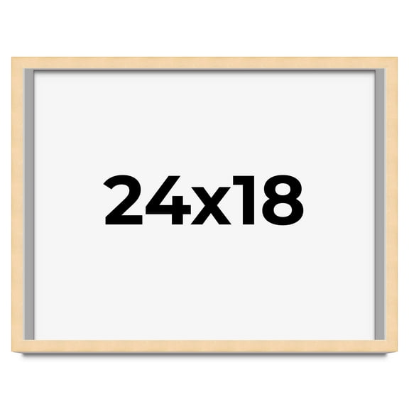 24x18 Frame Natural Wood Picture Frame | 0.75 Inch Moulding Width | with UV Acrylic Plexiglass,