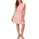 thumbnail image 2 of INSPIRE CHIC Vestido Mini de Cuadros con Cuello en V, Mangas con Volantes y Cinturón para Mujeres XL Rosa, 2 of 7