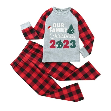 

Matching Family Outfits Christmas Deer Plaid Print Long Sleeve T Shirt Top And Pants Sleepwear Holiday Friends Party Casual Family Matching Pajamas Grey 8T