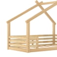 thumbnail image 6 of Miniyam Twin Floor Bed for Kids with Guardrails and Roof, Montessori House Bed Frame, Natural, 6 of 7