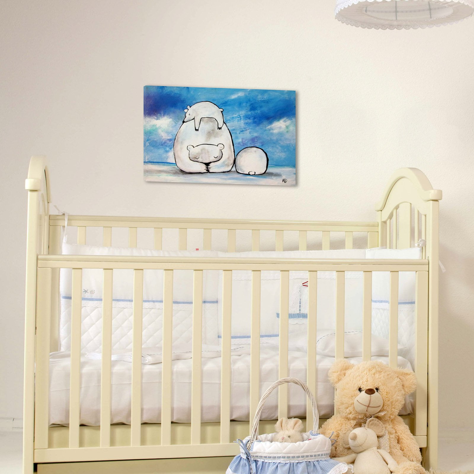 Marmont Hill "Sleepy Polar Bears" by Andrea Doss Painting Print on Wrapped Canvas
