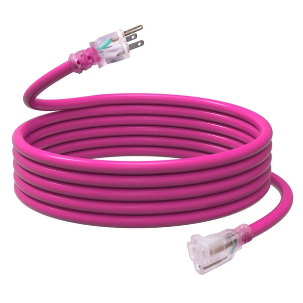 Cable de extensión EP, 15 pies, 12/3, SJTW, resistente al agua, rosa