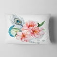 thumbnail image 2 of Designart Flowers and Peacock Feather - Floral Throw Pillow - 12x20, 2 of 5