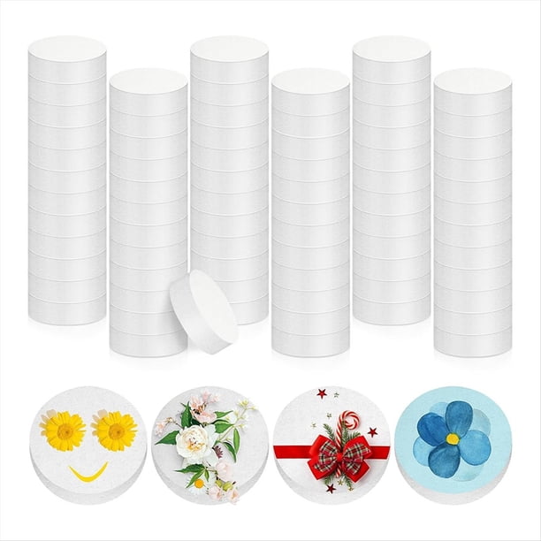 72 piezas de círculos de espuma de 3 pulgadas, discos redondos de poliestireno de 1 pulgada de grosor, cilindros blancos, bloques para manualidades, modelado DIY