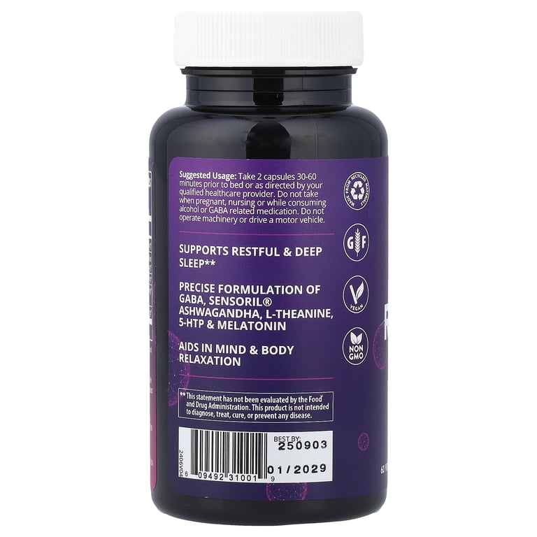 MRM Nutrition Relax-All Sleep, 60 Vegan Capsules, Dietary Supplement for  Restful Sleep and Relaxation - Walmart.com