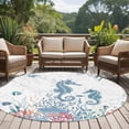 thumbnail image 4 of Coastal Seahorse Round Area Rug 7Ft Washable Circle Rugs for Dorm Laundry Room, Summer Beach Nautical Ocean Coral Non-Slip Carpet Floor Mats Indoor Outdoor Carpet Runner Aesthetic Home Decor, 4 of 8