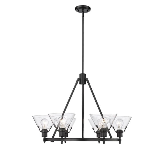 Yep by Golden Lighting Orwell 6-light Chandelier in Matte Black and Clear Glass
