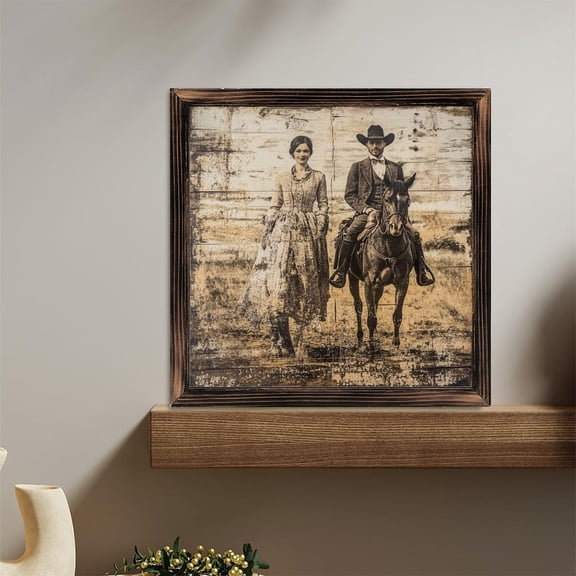Vintage Cowboy Couple Wooden Sign Wall Plaque - Vintage Art Decoration, Wall Decoration - Ideal Gift For Home Decoration, Living Room, Bathroom, Bedroom, Garden, Dining, Bar, Cafe, Festival Party D