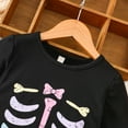 thumbnail image 5 of Likimi Toddler Kids Girls Halloween Dress Skeleton Print Long Sleeve Crewneck Dress Fashion Relaxed Soft Spring Fall Clothes Size 2-3 Years Black, 5 of 7