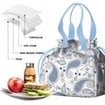 thumbnail image 4 of Paisley Pattern Drawstring Lunch Bag Women - Drawstring Lunch Bag Insulated for Work Office - Stain-Resistant Large Lunchbags for Women with Multi-Pockets, 4 of 6