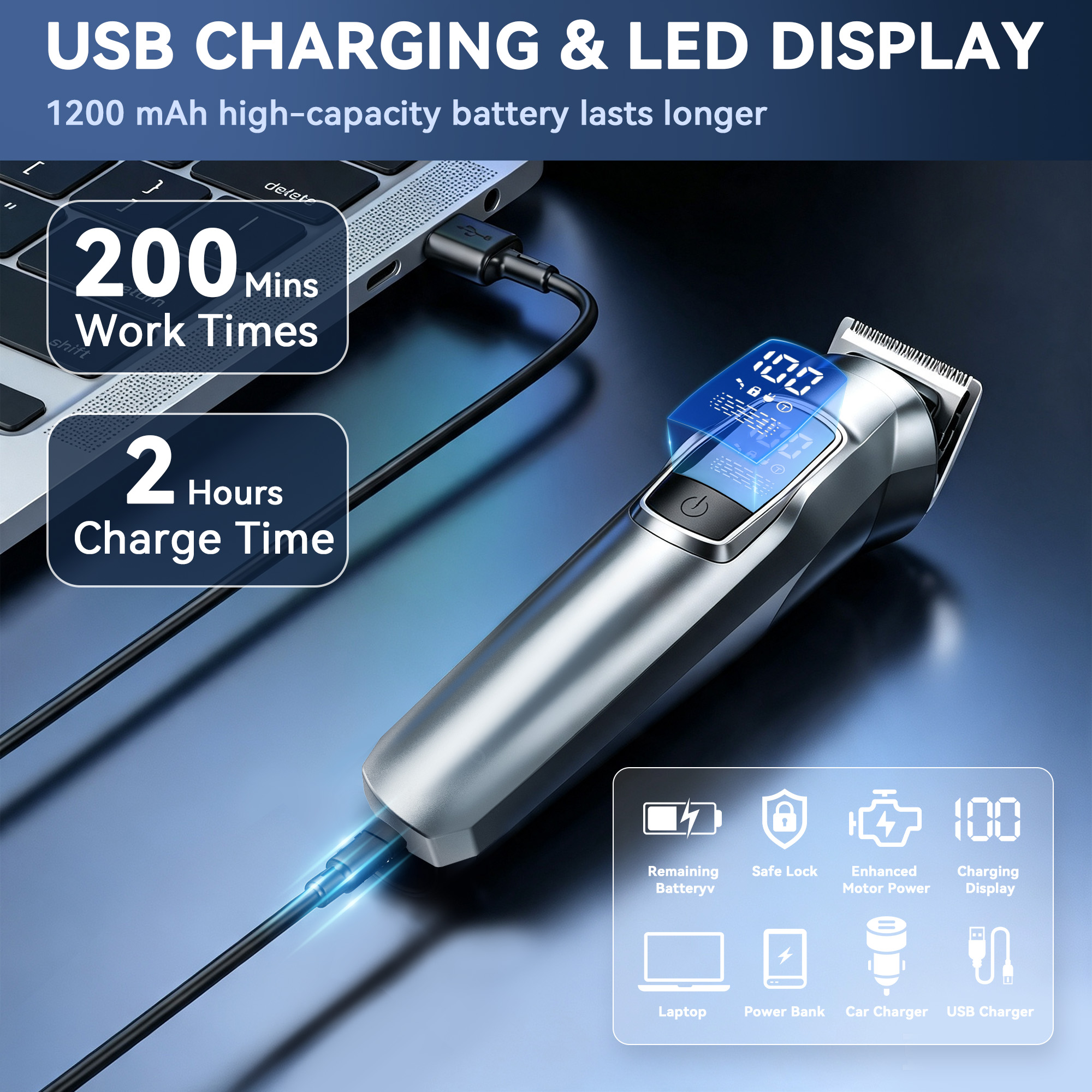 Mguzdi 14-in-1 Hair Clipper Kit with Storage Dock photo 6