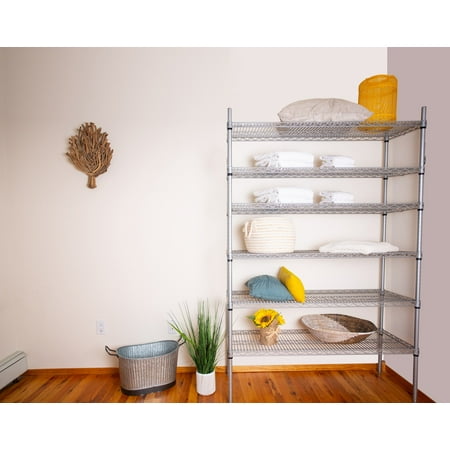 

24 Deep x 60 Wide x 92 High 6 Tier Gray Wire Shelf Truck with 1200 lb Capacity