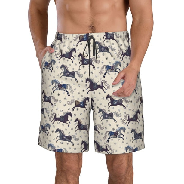Fotbe Horse Trajes de Baño Estampados para Hombre, Shorts de Verano de Secado Rápido, Ropa de Playa, Bañadores-Large