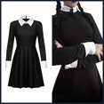 thumbnail image 2 of Adulto Niño Cos The Addams Familia 2 Halloween Negro Vestido Cosplay Goth Disfraz Gomez Morticia, 2 of 4