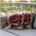 thumbnail image 4 of Spring Flowers Pillow Covers 2 Pack Retro Rose Pillowcase Waterproof Outdoor Throw Pillow Cover for Patio Garden Square Cushion 26”x26”, 4 of 9