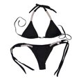 thumbnail image 2 of Traje de Baño de 2 Piezas para Mujer, Traje de Baño , Conjuntos de con Cuello Halter Triangular, Traje de Baño con de Imitación, - Black, Sunnimix Traje de bikini de mujer, 2 of 8