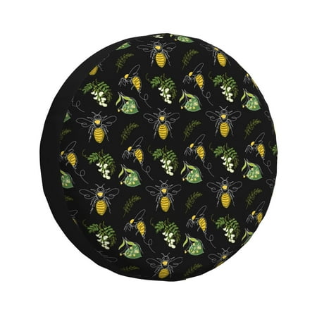 Coaee Bee Floral Car Tire Sun Shield Spare Tire Protective Cover 14-17in For Suv, Truck, Jeep Waterproof Dustproof Thickening - 17 Inch
