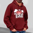 thumbnail image 2 of YOIAVAIOY Valentines Hoodies for Men Y2k Valentine's Heart Love Print Pullover Long Sleeve Gift Tops Wine XXL, 2 of 5