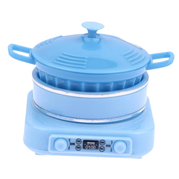 Cocina de inducción en miniatura a escala 1/12, 4 x 4,3 x 4,6 cm, mini electrodoméstico de cocina, utensilios de cocina para decoración de casas de Azul