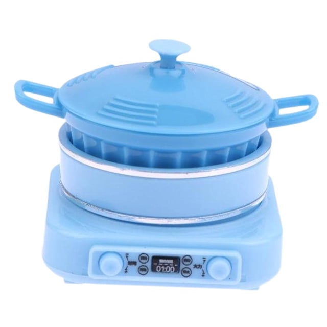 Cocina de inducción en miniatura a escala 1/12, 4 x 4,3 x 4,6 cm, mini electrodoméstico de cocina, utensilios de cocina para decoración de casas de Azul