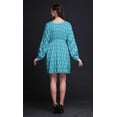 thumbnail image 4 of Bimba Robe Midi à Manches Longues Imprimé Floral Damassé Pochoir Bleu Vêtements pour Femmes-Large, 4 of 7