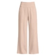 thumbnail image 6 of Women's High Waist Wide Leg Pants,Soft Flowy Trousers with Side Pockets,Beige,Women's Capri L, 6 of 9